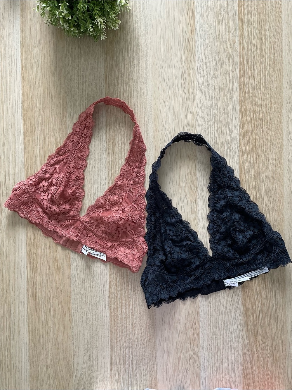 [Bundle]Free People Lace Bralette Set — Black & Dusty Rose